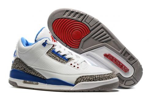 Nike Air Jordan III 3 Retro White True Blue Grey Red férfi kosárlabdacipőt 136064-104