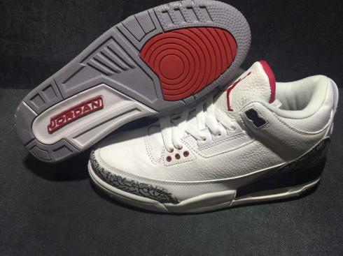 Nike Air Jordan III 3 White Crack Grey Red Men Basketbal Shoes Kožené