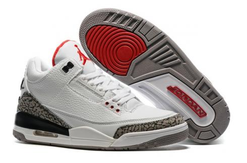 Nike Air Jordan III 3 White Fire Red Cement Grey Black Men Basketbalové boty 136064-105