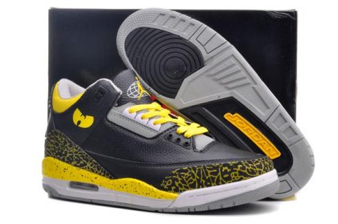 Nike Air Jordan III Retro 3 Hombres Zapatos Negro Amarillo 136064