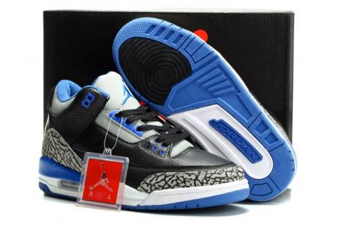 Nike Air Jordan III Retro 3 נעלי גברים שחור ספורט כחול זאב אפור 136064 007