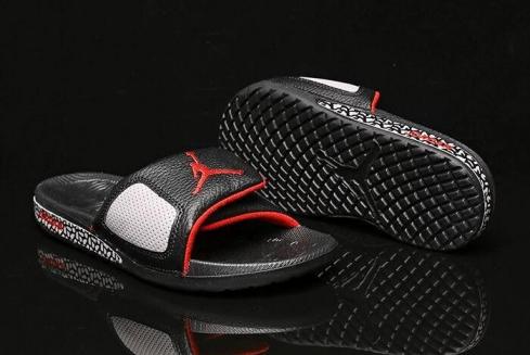 Sepatu Air Jordan Hydro 3 III Retro Slide Black Cement Grey University Red 854556 003