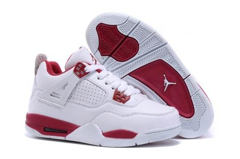 Nike Air Jordan 4 Retro Basquete Branco Preto Ginásio Vermelho Sapatos 408452-106