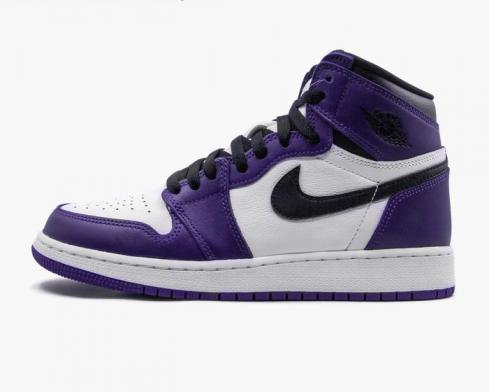 Air Jordan 1 Retro High OG GS Court Purple White 2.0 Basketball Shoes 575441-500