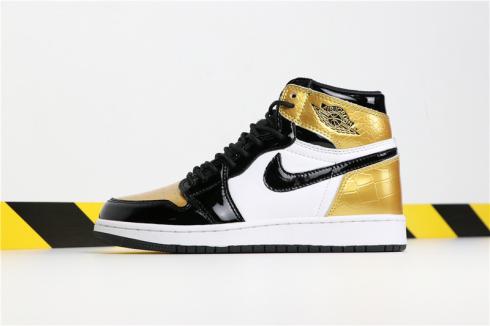 дамски обувки Air Jordan 1 Retro High Og Black Gold 575441-999