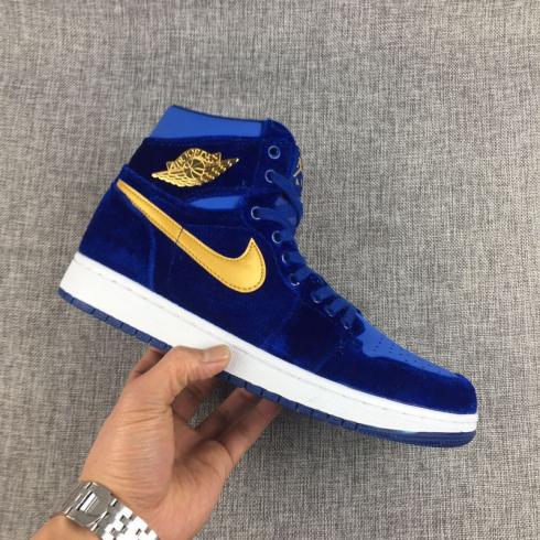 Nike Air Jordan 1 Retro Velvet Royal Blue Gold unisex schoenen 832596-004