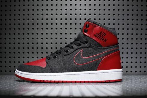 Nike Air Jordan 1 Wool Retro Zwart Rood Heren Schoenen