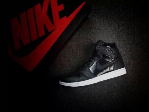 Nike Air Jordan I 1 Retro HIGH Negro Blanco Charol Hombres Zapatos 705300-017