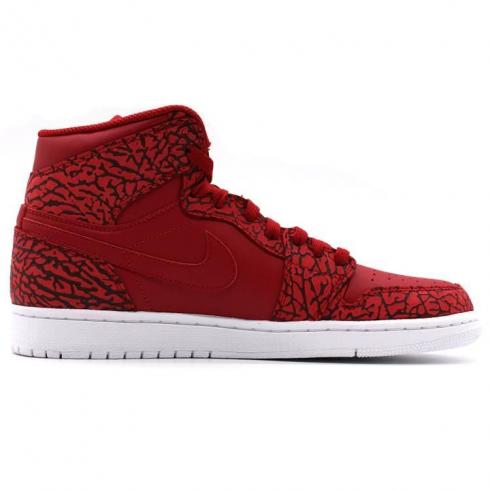 Nike Air Jordan I 1 Retro Sepatu Tinggi Sneaker Basket Pria Retak Merah