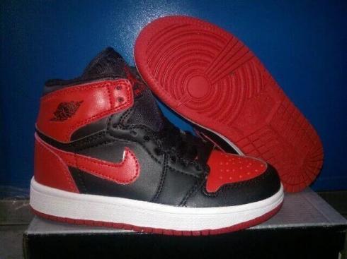 Nike Air Jordan I 1 Retro Kid Zapatos de baloncesto Negro Rojo Caliente
