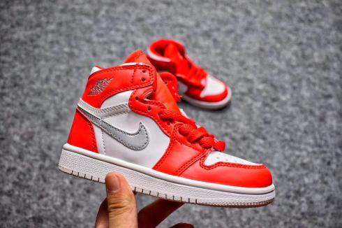 Nike Air Jordan I 1 Retro Kid Zapatos Rojo Blanco Plata 575441