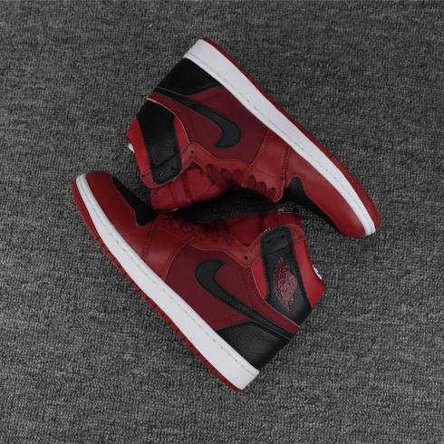 Nike Air Jordan I 1 Retro Pria Sepatu Basket Anggur Merah Hitam