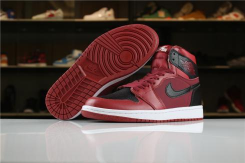 Nike Air Jordan I 1 Retro Chaussures de basket-ball pour hommes Vin Rouge Noir Nouveau