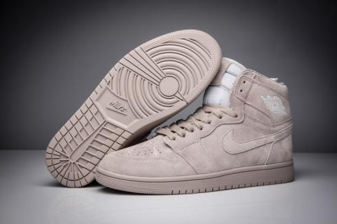 Мужские баскетбольные кроссовки Nike Air Jordan I 1 Retro из оленьей кожи серовато-белого цвета