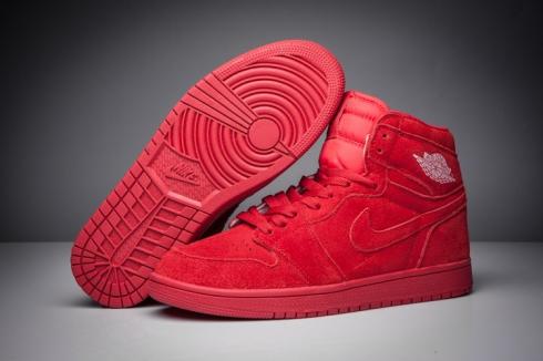Giày bóng rổ nam Nike Air Jordan I 1 Retro da hoẵng màu đỏ