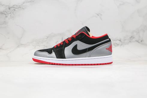 Air Jordan 1 Low Black Dark Grey Gym Red Mens Shoes 553558-002