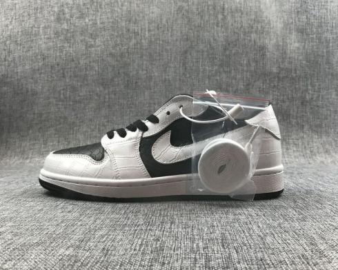 Sepatu Basket Pria Air Jordan 1 Low White Black AO9966-001