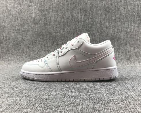 buty do koszykówki Air Jordan 1 Low, białe, różowe, unisex 554723-010