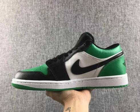 Nike Air Jordan 1 Low White Black Green Mens Basketball Shoes 705329-302