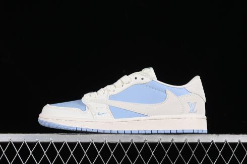 Travis Scott x Fragment Design x Air Jordan 1 Low OG SP LV White Blue BB6588-103