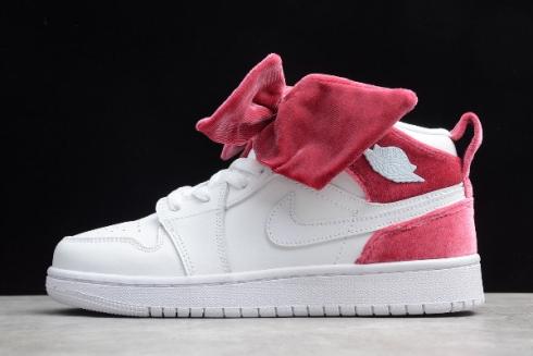 2020 Womens Air Jordan 1 Mid Bow Black Noble Red CK5678 001 For Sale