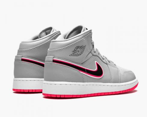 jordan 1 mid wolf grey racer pink black