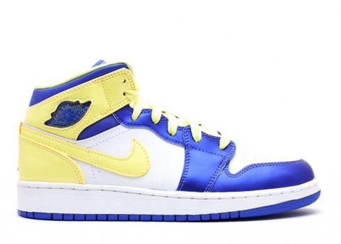 Air Jordan 1 Mid Gs Easter Yllw Electric White Force Violet 555112-118