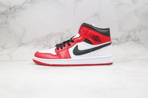 Sepatu Basket Air Jordan 1 Mid J Putih Merah Hitam 554726-173