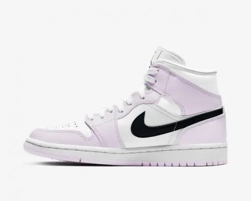 Wmns Air Jordan 1 Mid White Pink Black Basketball Shoes BQ6472-500