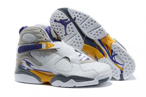 Nike Air Jordan Retro 8 VIII 白色黃色紫色男士女士籃球鞋