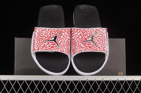 Air Jordan Hydro 7 V2 Slide Beyaz Siyah Spor Salonu Kırmızı BQ6290-106,ayakkabı,spor ayakkabı