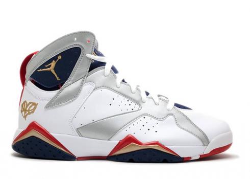 Air Jordan 7 Retro „For The Love Of Game“ Gold Tour Mid, Navy, Rot, Weiß Metallic 304775–103