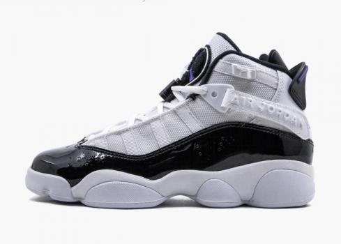 Air Jordan 6 Rings GS Blanc Noir Chaussures de basket-ball 323419-104