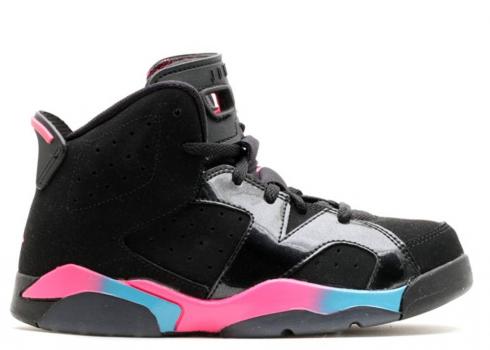 Air Jordan Girls Jordann 6 Retro Ps Pink Marina Flash Sort Blå 543389-050