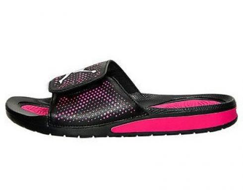 Air Jordan Hydro 5 GG 大童涼鞋黑白鮮豔粉紅色 820262-009