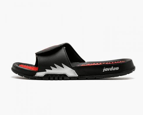 Air Jordan Hydro 5 Retro Nero Fuoco Rosso Metallizzato Argento Pantofole da uomo 555501-012