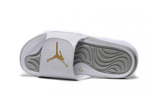 Nike Jordan 5 Retro Hydro White Grey Gold Mens Slide Sandálias Chinelos 820257-133