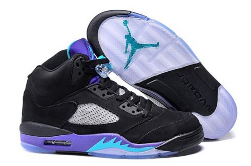 Nike Air Jordan 5 Retro Black Grape Black New Emerald Ice Men Shoes 136027 007