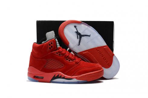 Sepatu Basket Anak Nike Air Jordan V 5 Retro Merah Semua Putih