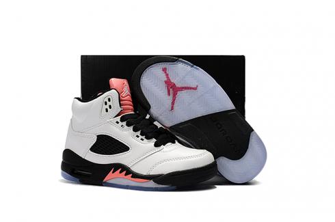 Sepatu Basket Anak Nike Air Jordan V 5 Retro Anak Putih Hitam Merah Muda 314339-101