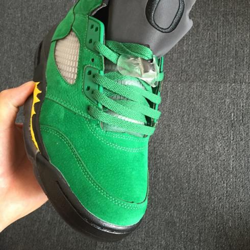 Nike Air Jordan V 5 復古男士籃球鞋黑綠俄勒岡新款式