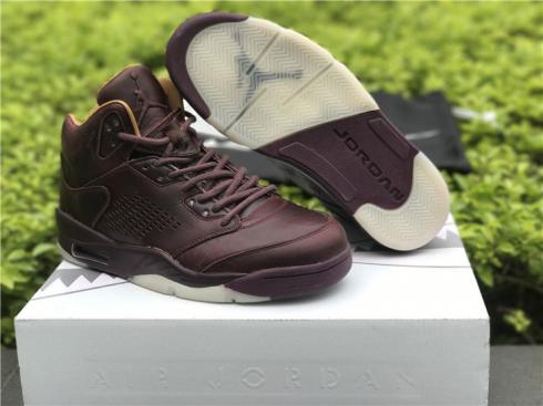 รองเท้าบาสเก็ตบอลผู้ชาย Nike Air Jordan V 5 Retro Bordeaux All Wine Red 881432-612