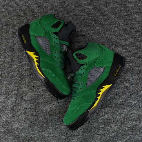 Nike Air Jordan V 5 復古男子籃球鞋深綠黃