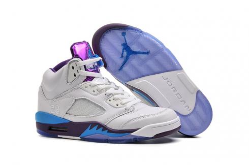 Nike Air Jordan V 5 Retro Blanco Pueple Azul Hombres Zapatos 136027
