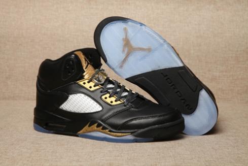 Nike Air Jordan V Men Shoes Black Gold 