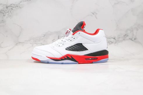 Air Jordan 5 Low Top Flame Blanc Rouge Noir Chaussures de basket-ball pour hommes 314338-181