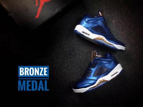 Nike Air Jordan 5 V Retro Low Bronze Medal Gold Mænd Basketball Sko