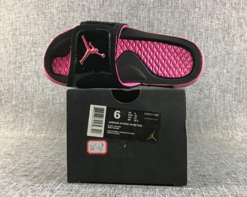 Nike Air Jordan Hydro 13 Schwarze, leuchtend rosa Sandalen-Hausschuhe für Damen 429531-002