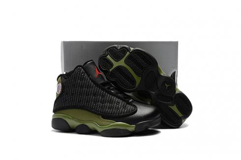 Nike Air Jordan 13 Zapatos para niños Negro Gris Verde oscuro