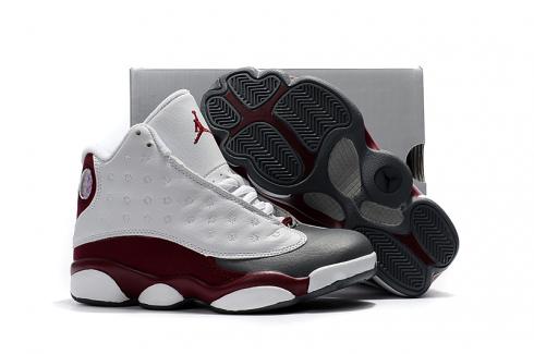 Nike Air Jordan 13 Kids Shoes White Deep Red Grey New